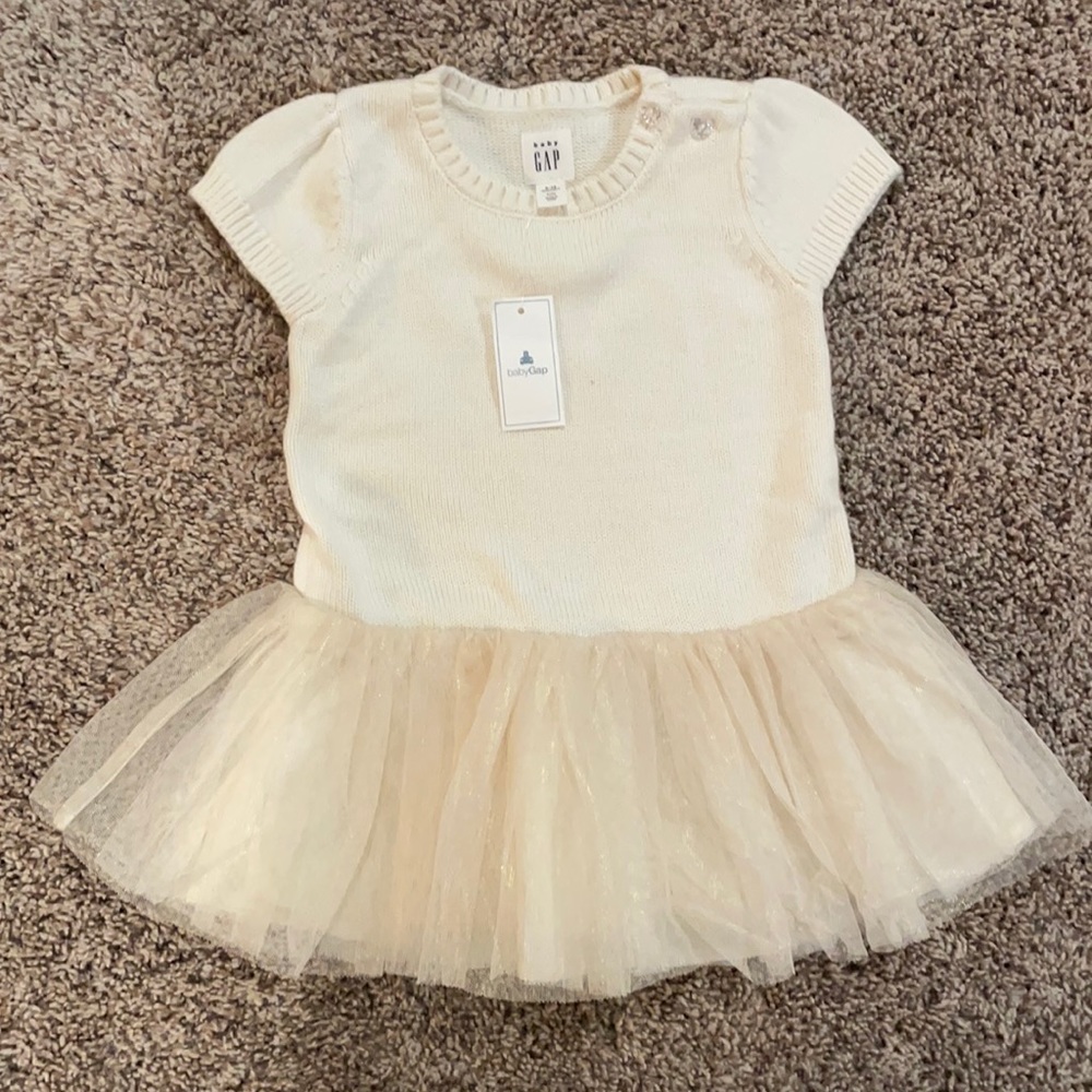 Gap sweater dress ivory and champagne